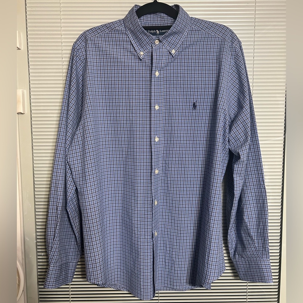 VTG Ralph Lauren Blue Casual Button Down Classic Fit Shirt, Men’s Size 16